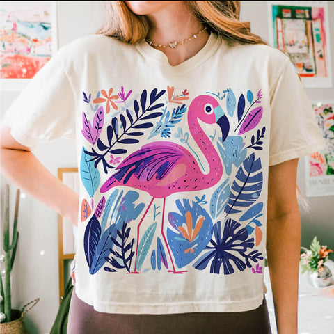 DTF Full Color Transfer - Boho Flamingo