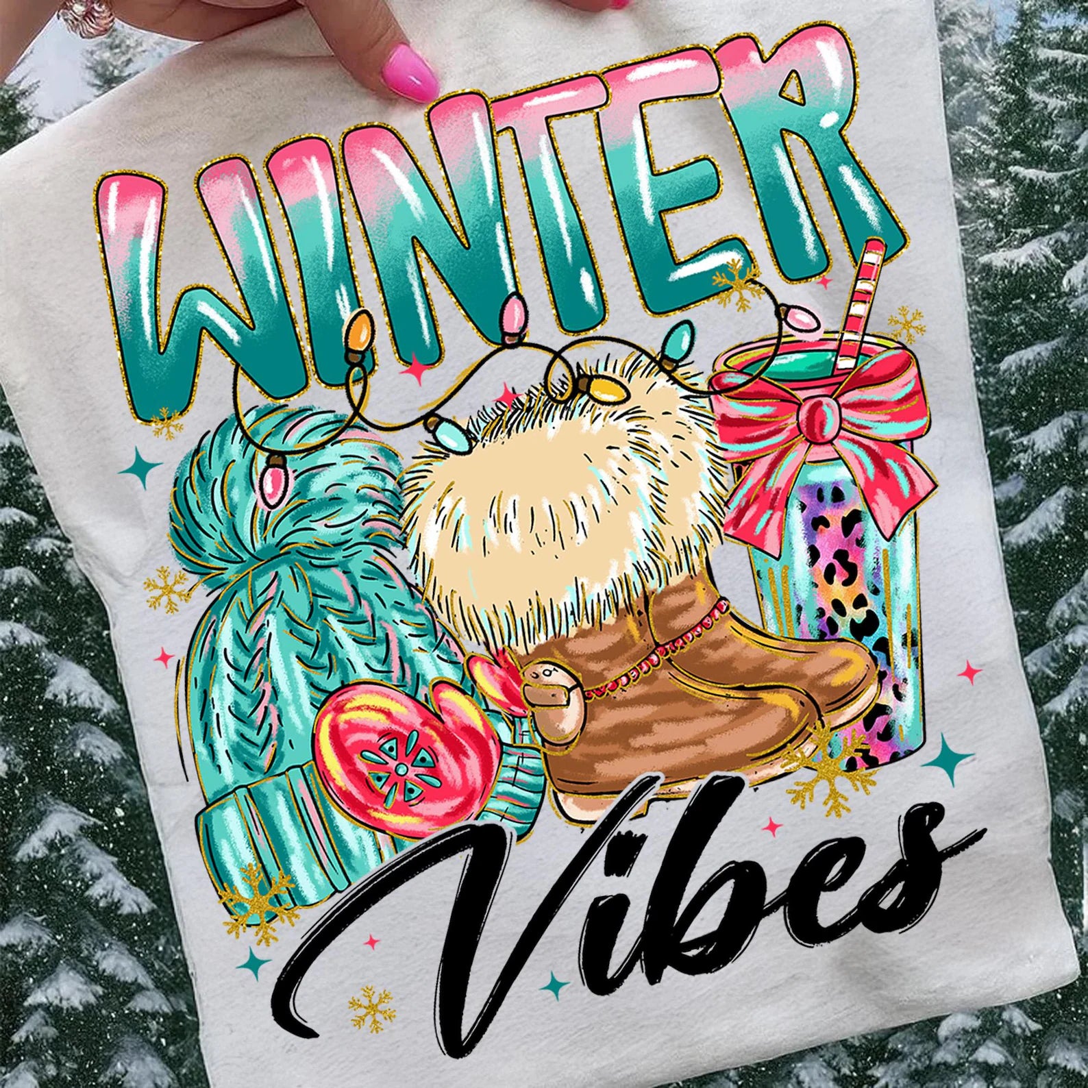 DTF Full Color TShirt Transfer - Bright Winter Vibes