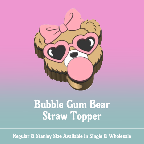 Straw Topper - Bubble Gum Bear