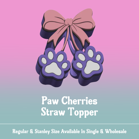 Straw Topper - Paw Cherries
