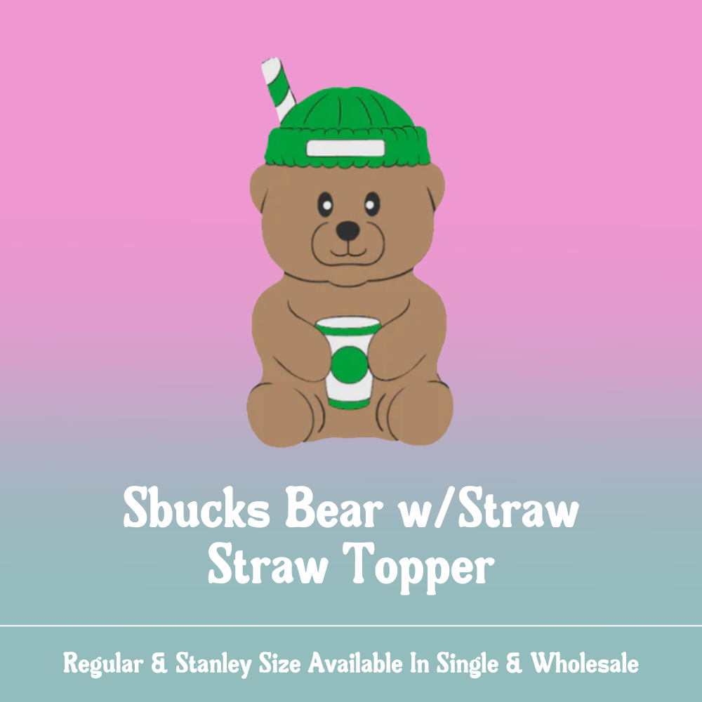 Straw Topper - Sbucks Bear with Striped Straw