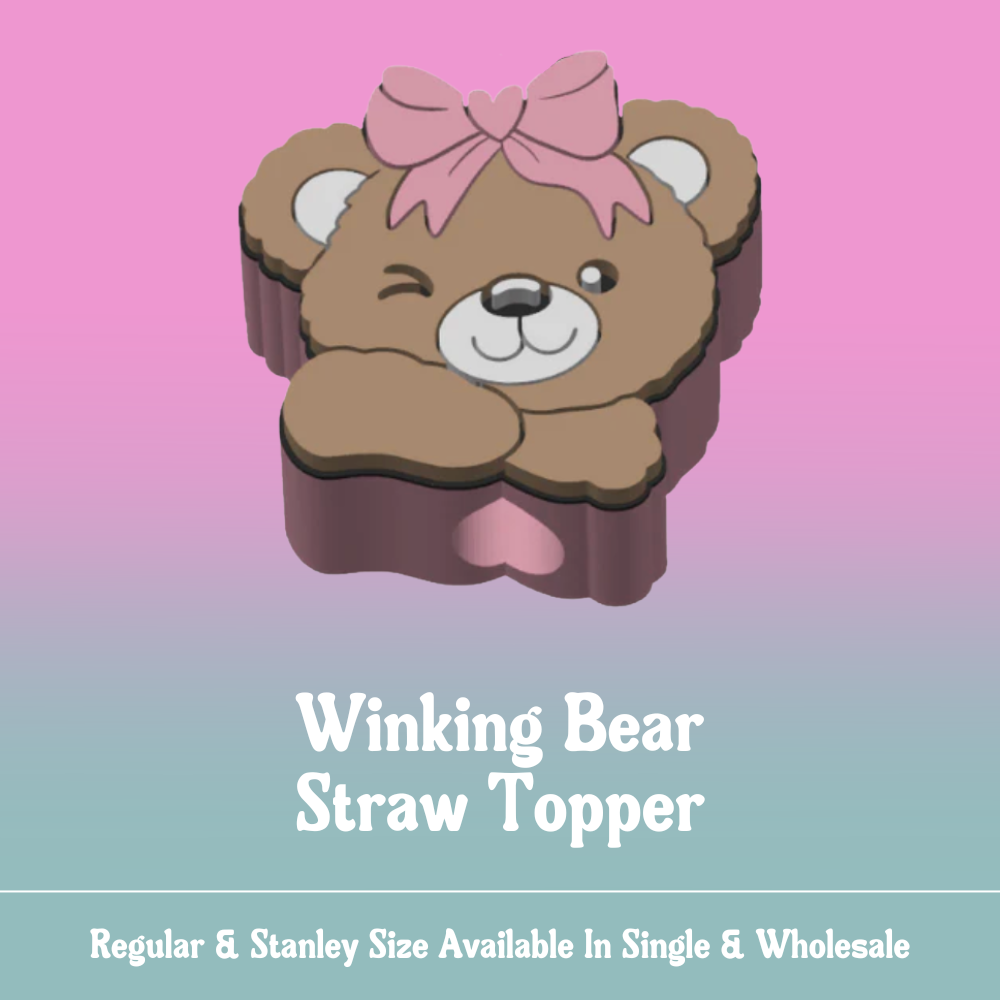 Straw Topper - Winking Bear