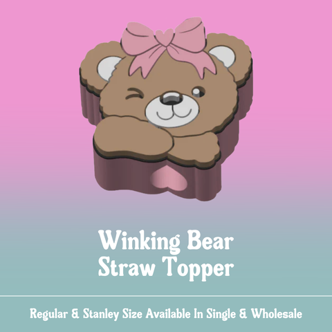 Straw Topper - Winking Bear