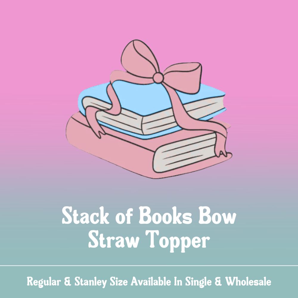 Straw Topper - Stack of Books Bow