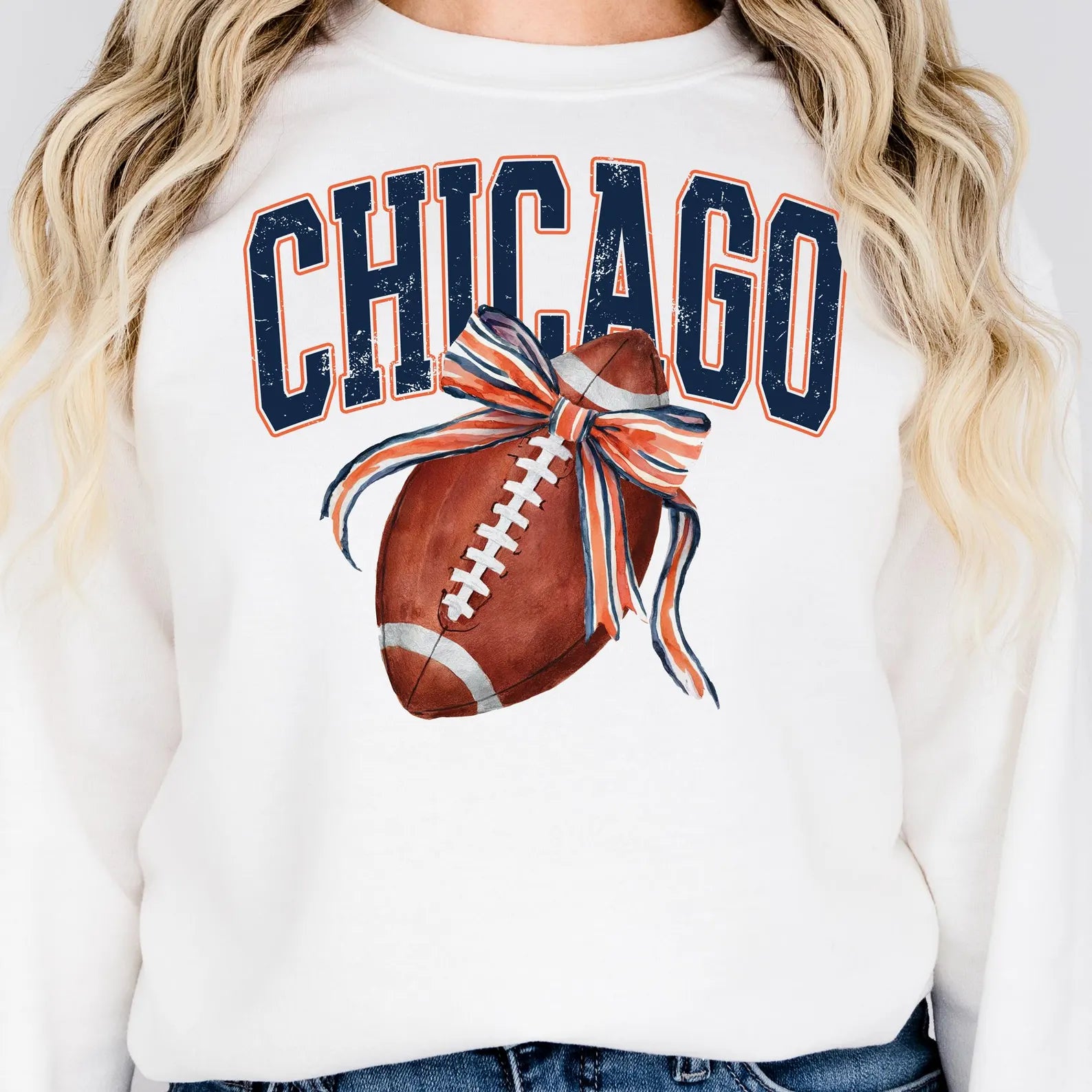 DTF Full Color TShirt Transfer - Chicago Football Bow