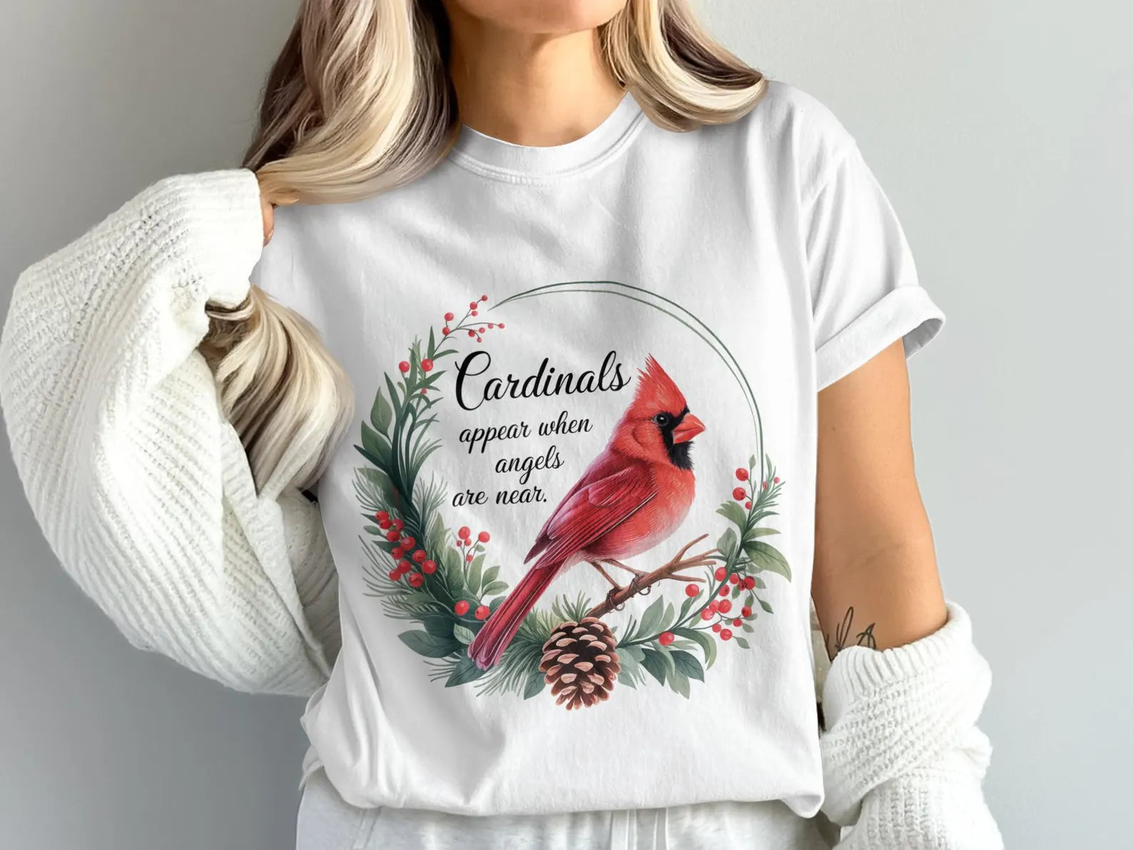 DTF Full Color TShirt Transfer - Cardinals Appear When A Loved One Is Near