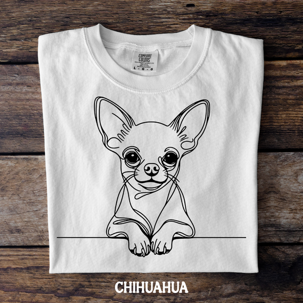 DTF Full Color TShirt Transfer - Simple Sketch Dog - You Choose Color & Breed!