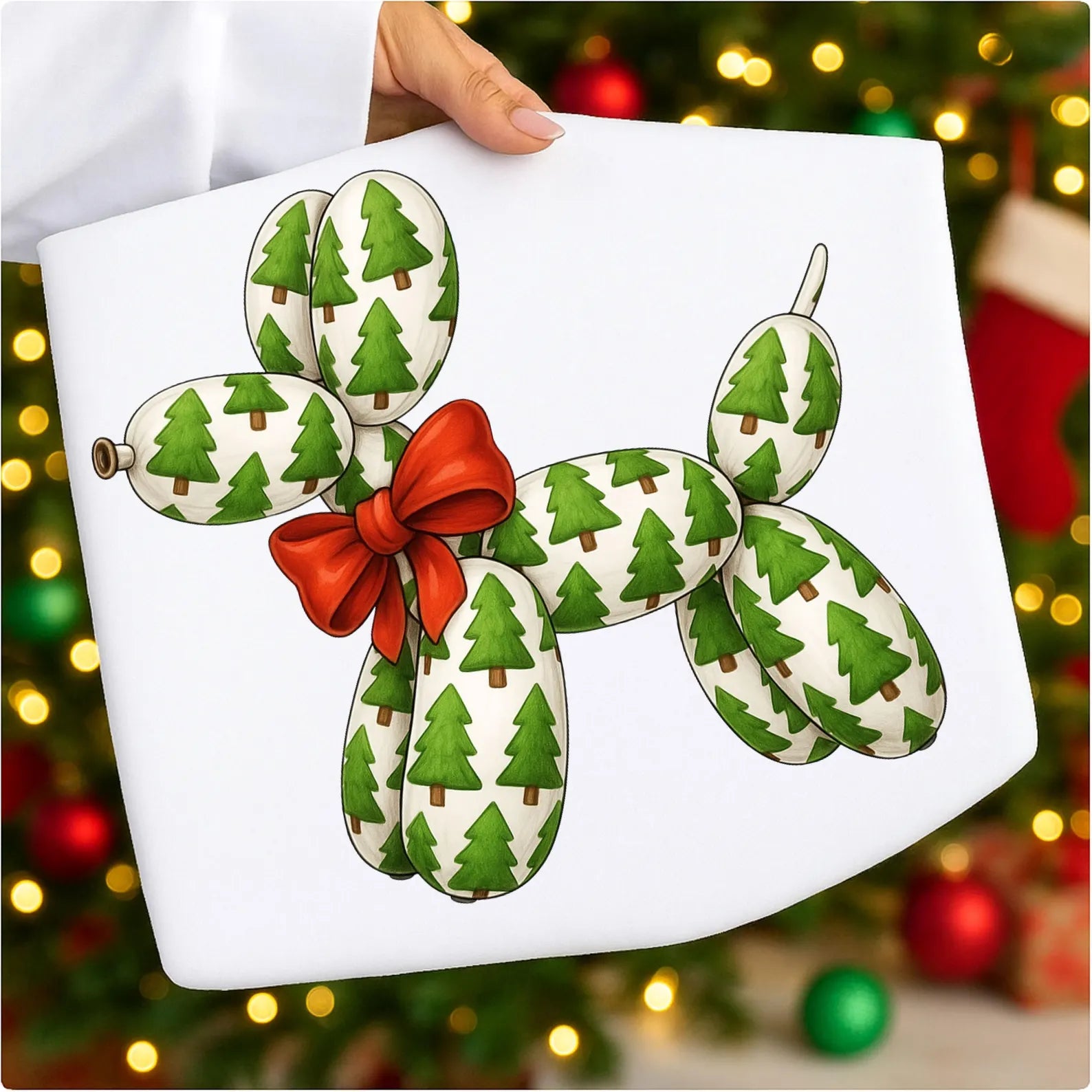 DTF Full Color TShirt Transfer - Christmas Tree Balloon Dog