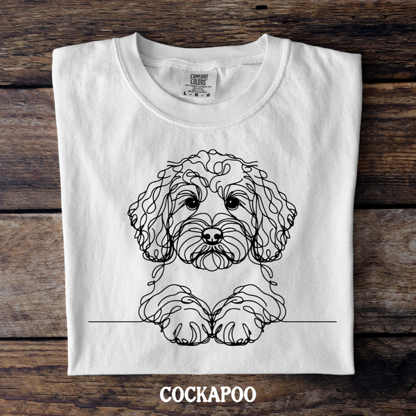 DTF Full Color TShirt Transfer - Simple Sketch Dog - You Choose Color & Breed!