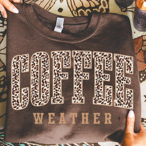 DTF Full Color TShirt Transfer - Coffee Weather Leopard