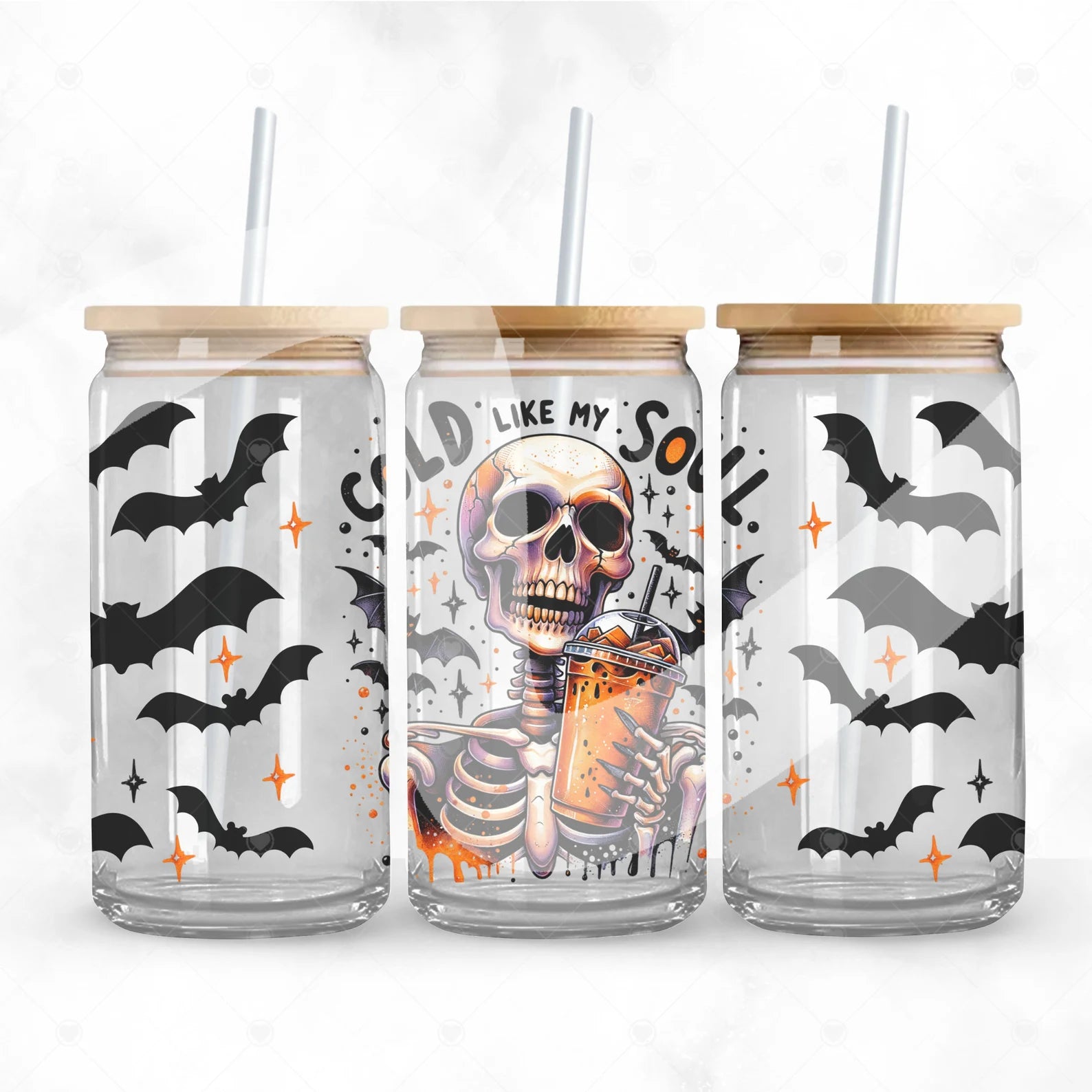 16oz UV DTF Wrap - Cold Like My Soul Skeleton