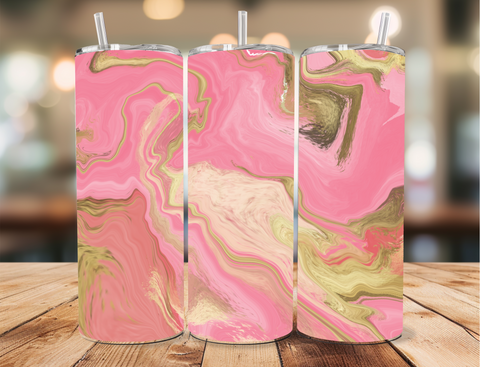 Skinny Tumbler Sublimation Wrap - Pink Gold Swirl