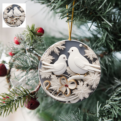 Turtle Doves 3" Ornament - UV DTF Decal