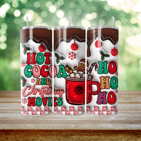 Hot Cocoa and Christmas Movies - 1 Sublimation Wrap Only! 16oz Skinny Tumbler Sublimation Wrap