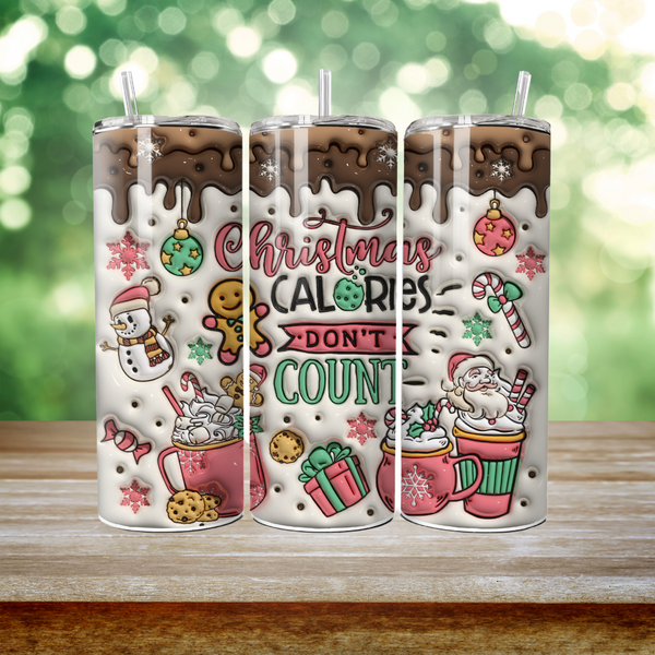 Christmas Calories Don't Count - 1 Sublimation Wrap Only! 16oz Skinny Tumbler Sublimation Wrap