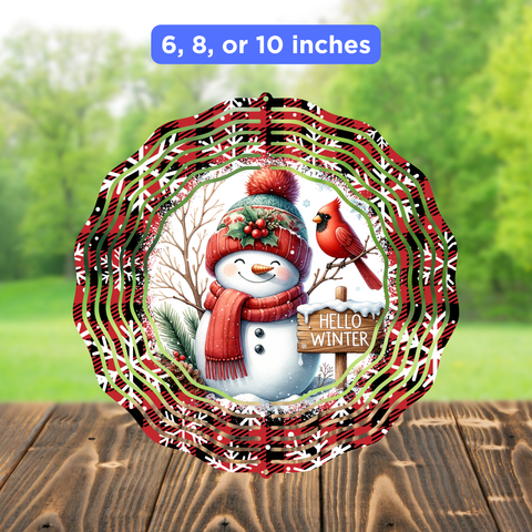 Wind Spinner Sublimation Sheet - Hello Winter Snowman Cardinal