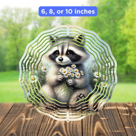 Wind Spinner Sublimation Sheet - Raccoon Daisies