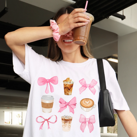 DTF Full Color Transfer - Coquette Coffee & Bows
