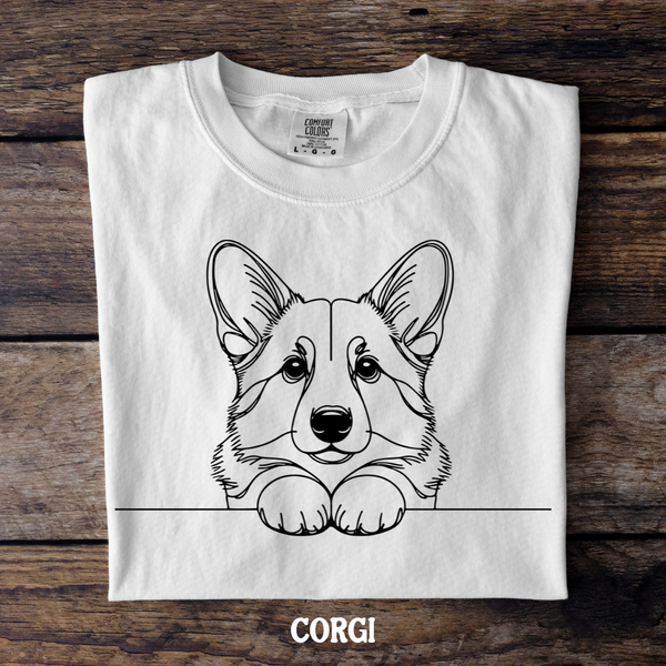 DTF Full Color TShirt Transfer - Simple Sketch Dog - You Choose Color & Breed!