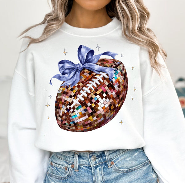 DTF Full Color Transfer - Disco Football (You Pick The Color Bow!)