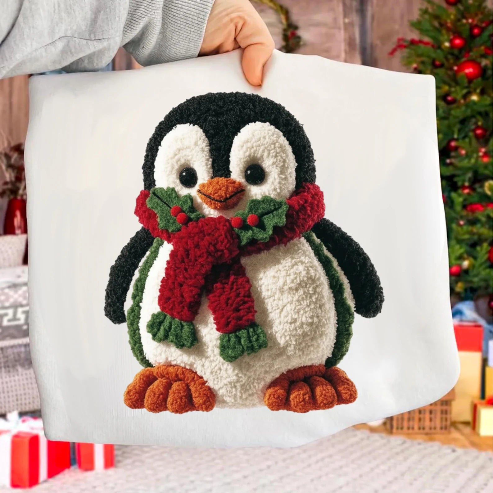 DTF Full Color TShirt Transfer - Faux Chenille Penguin