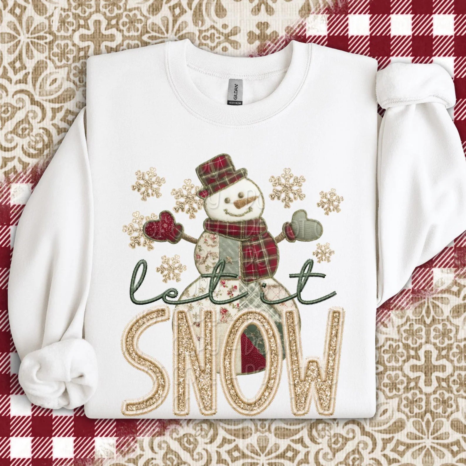 DTF Full Color TShirt Transfer - Faux Glitter Let It Snow