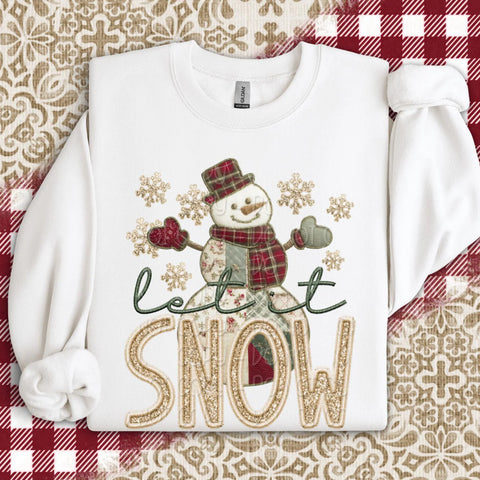 DTF Full Color TShirt Transfer - Faux Glitter Let It Snow