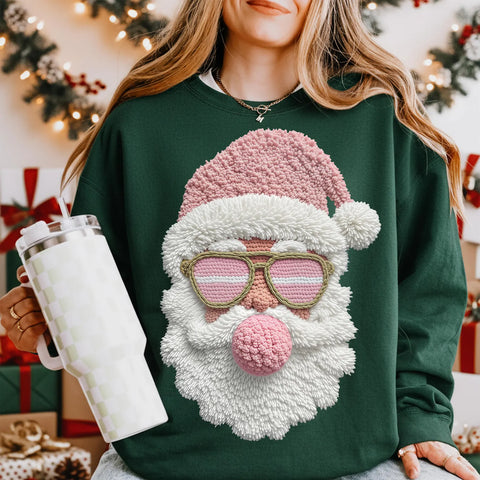 DTF Full Color TShirt Transfer - Faux Chenille Santa