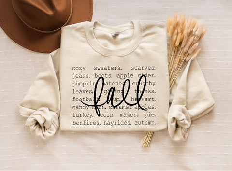 Fall Words  - Screen Print Transfer