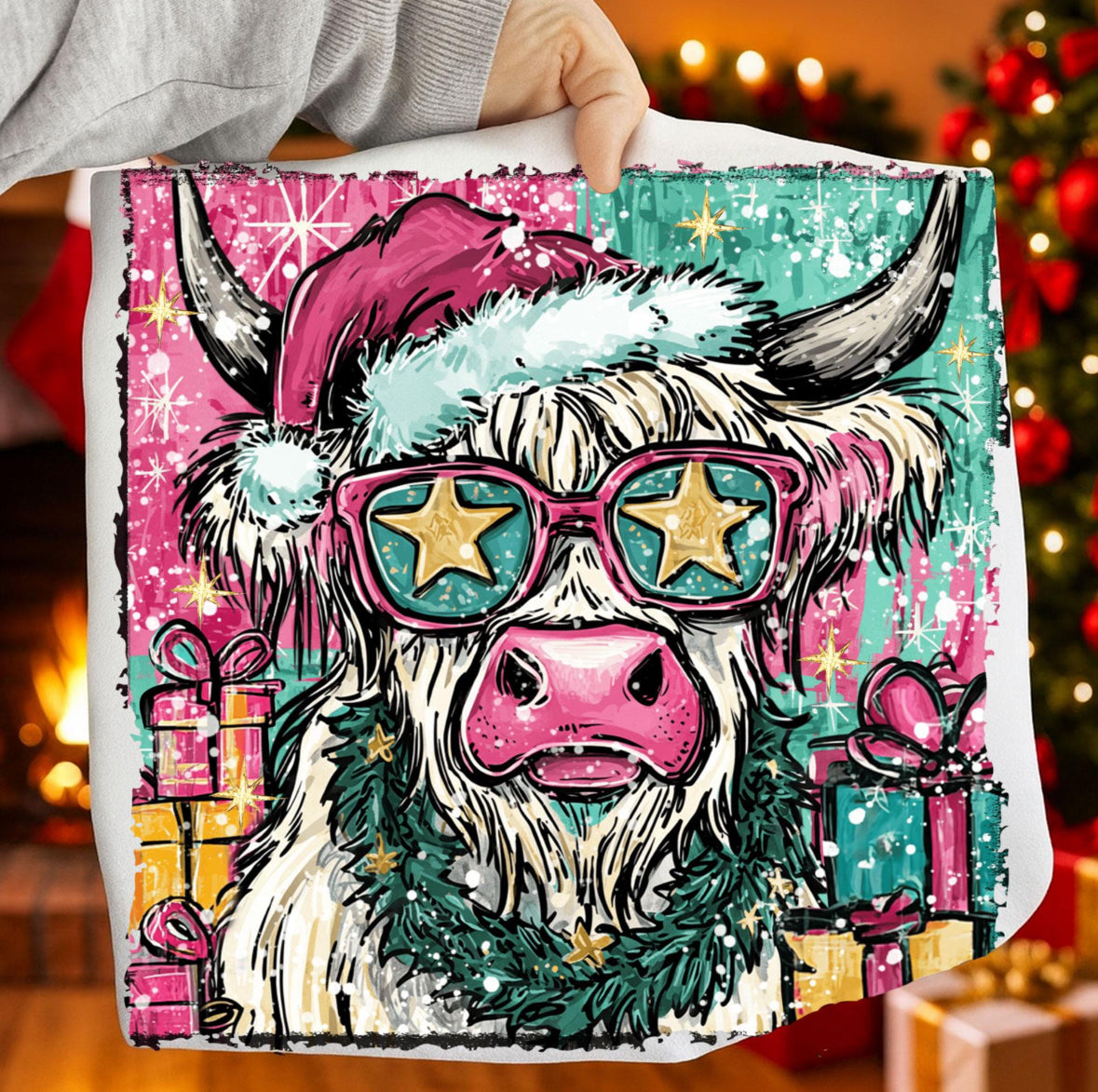 DTF Full Color TShirt Transfer - Bright Painted Cow