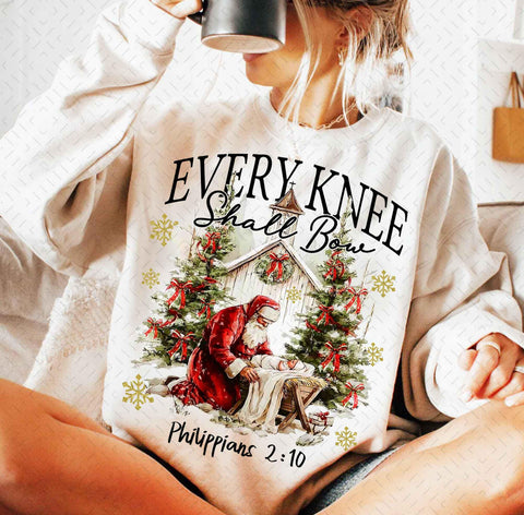 DTF Full Color TShirt Transfer - Every Knee Shall Bow Santa
