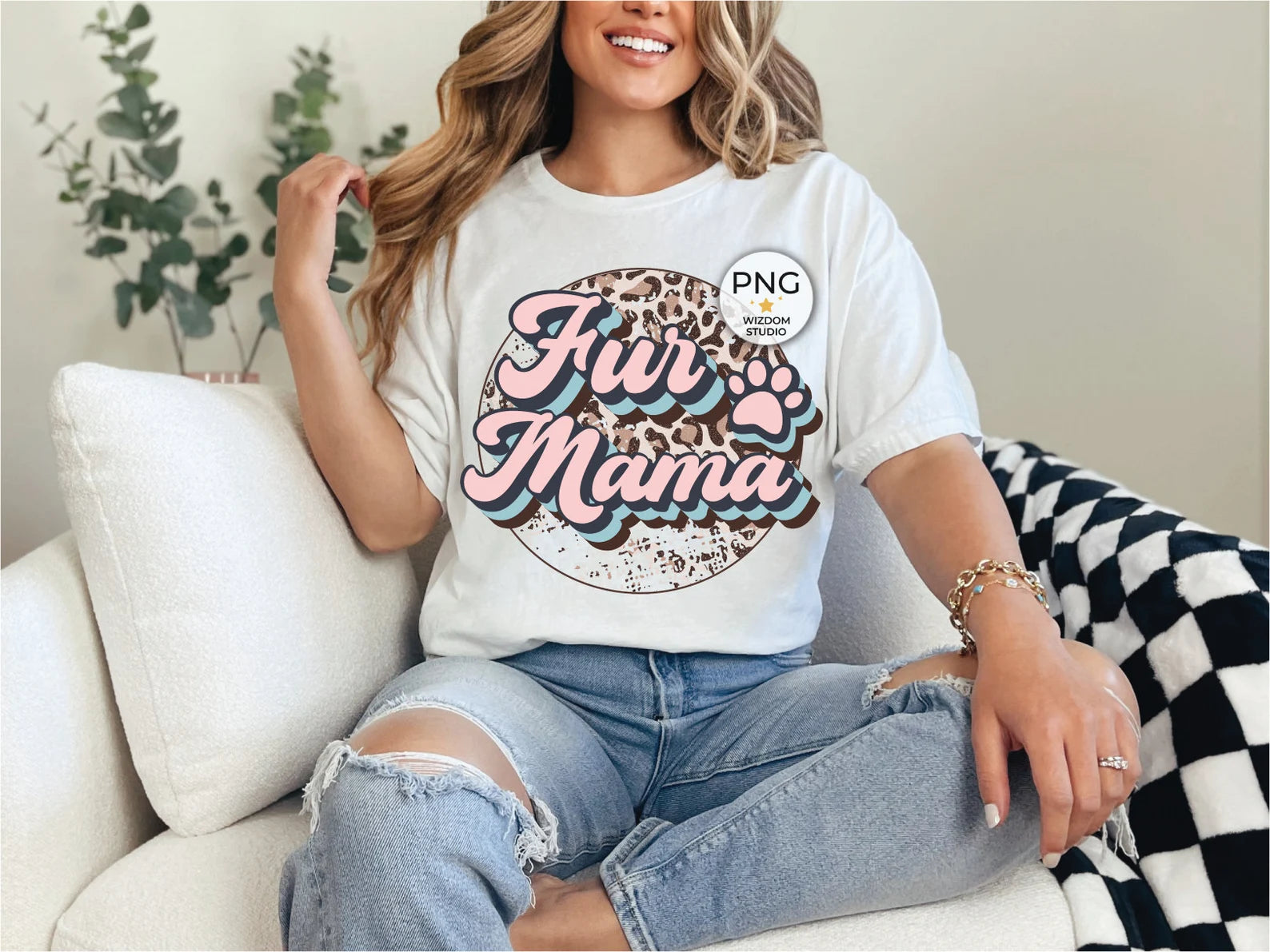 DTF Full Color Transfer - Fur Mama Leopard Circle