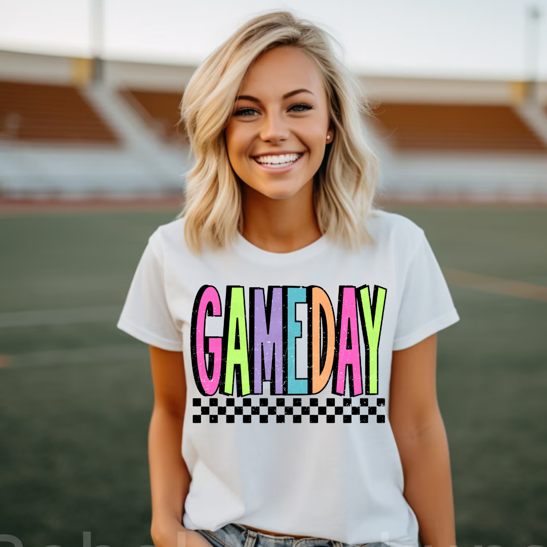 DTF Full Color Transfer - Neon Check Gameday