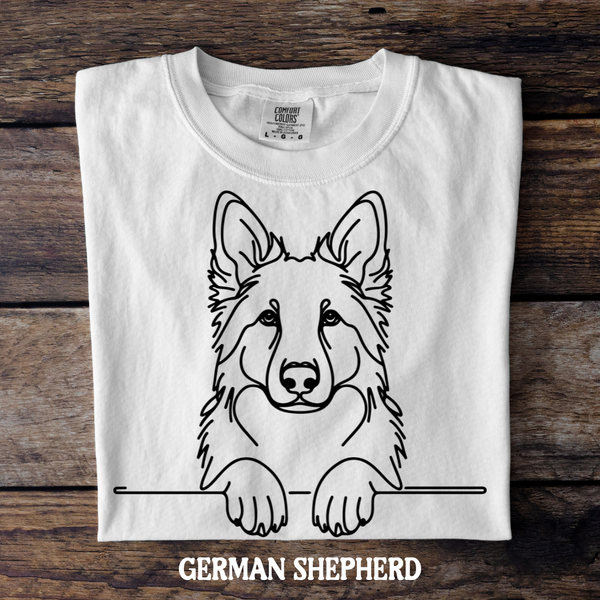 DTF Full Color TShirt Transfer - Simple Sketch Dog - You Choose Color & Breed!