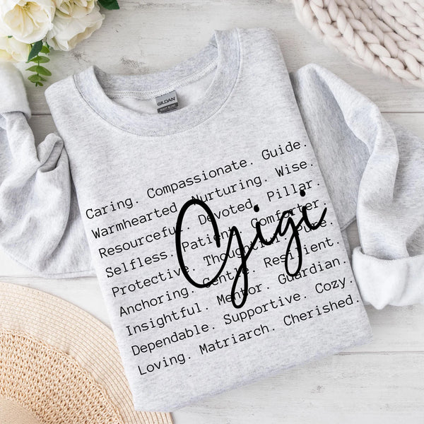 DTF Full Color TShirt Transfer - Gigi - (Black or White)