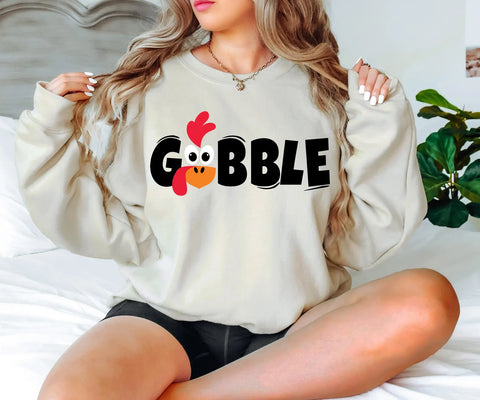DTF Full Color TShirt Transfer - Gobble (White or Black Font)