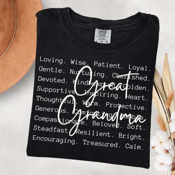 DTF Full Color TShirt Transfer - Great Grandma - (Black or White)