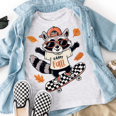 DTF Full Color Transfer - Happy Fall Cute Raccoon