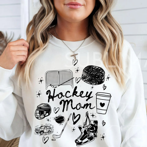 DTF Full Color Transfer - Hockey Mom Sketch
