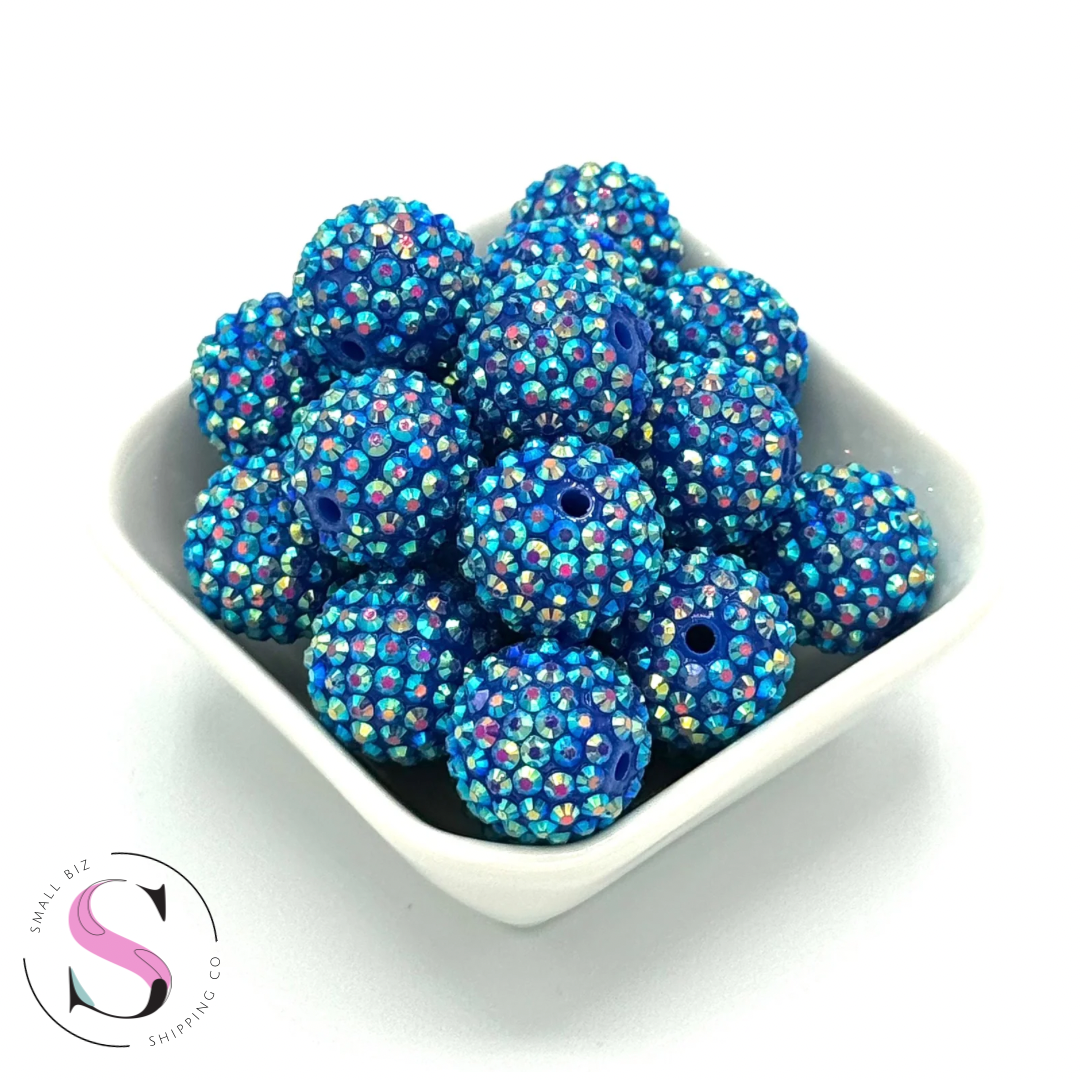 20mm Acrylic Rhinestone Beads - Blue Raspberry