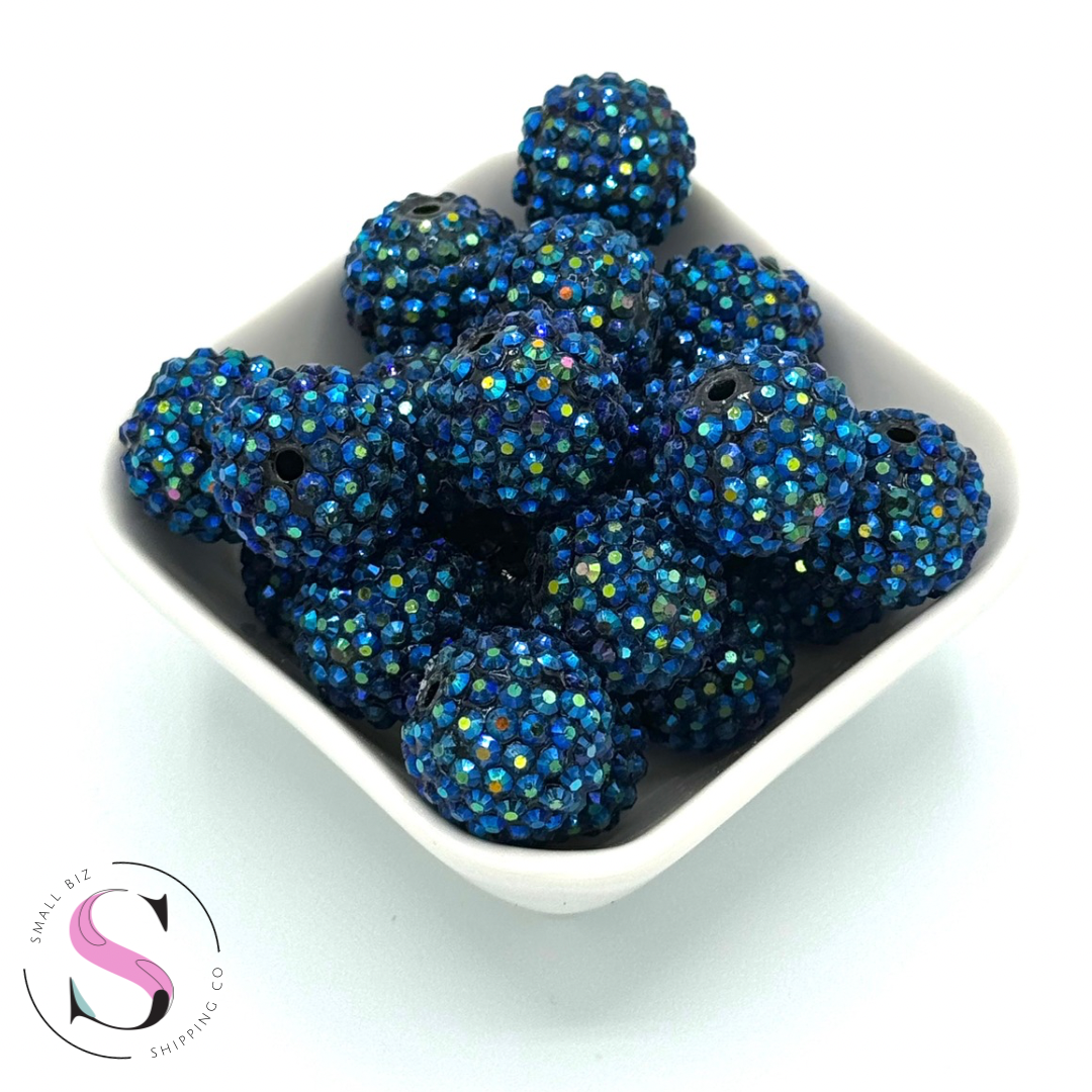 20mm Acrylic Rhinestone Beads - Blueberry