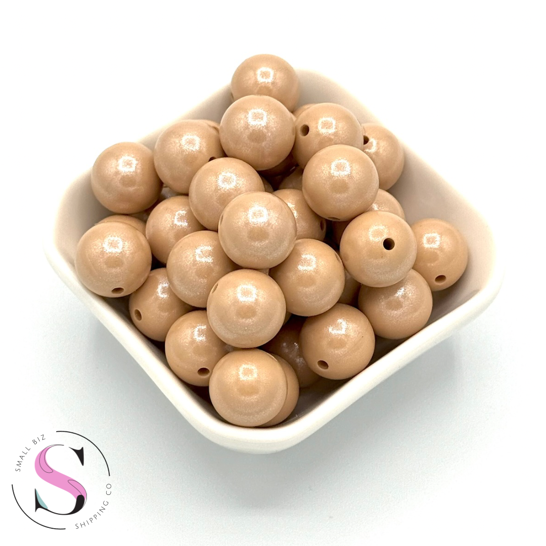 15mm Shimmer Silicone Bead - Khaki