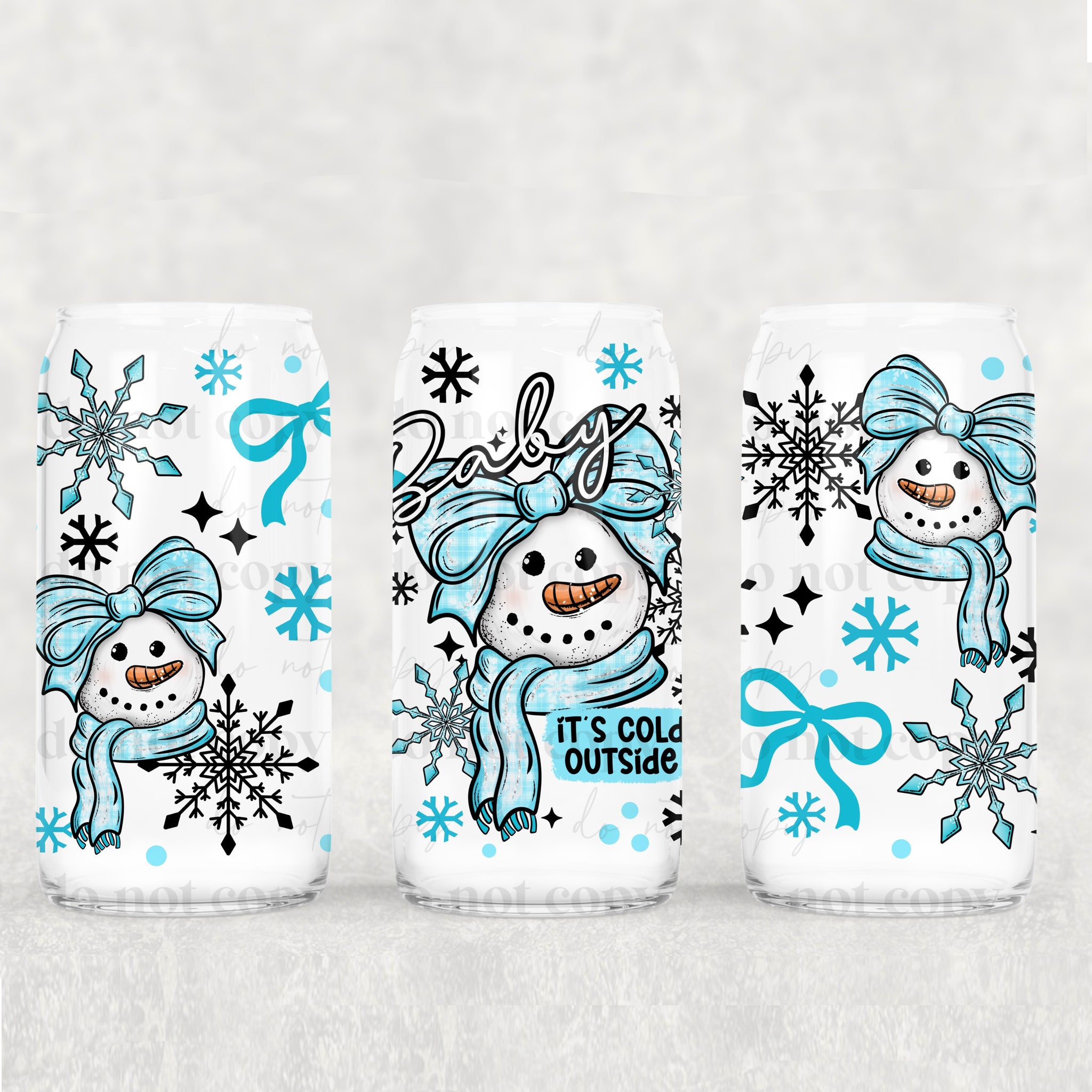 16oz UV DTF Wrap - Baby It's Cold Outside Blue Snowman