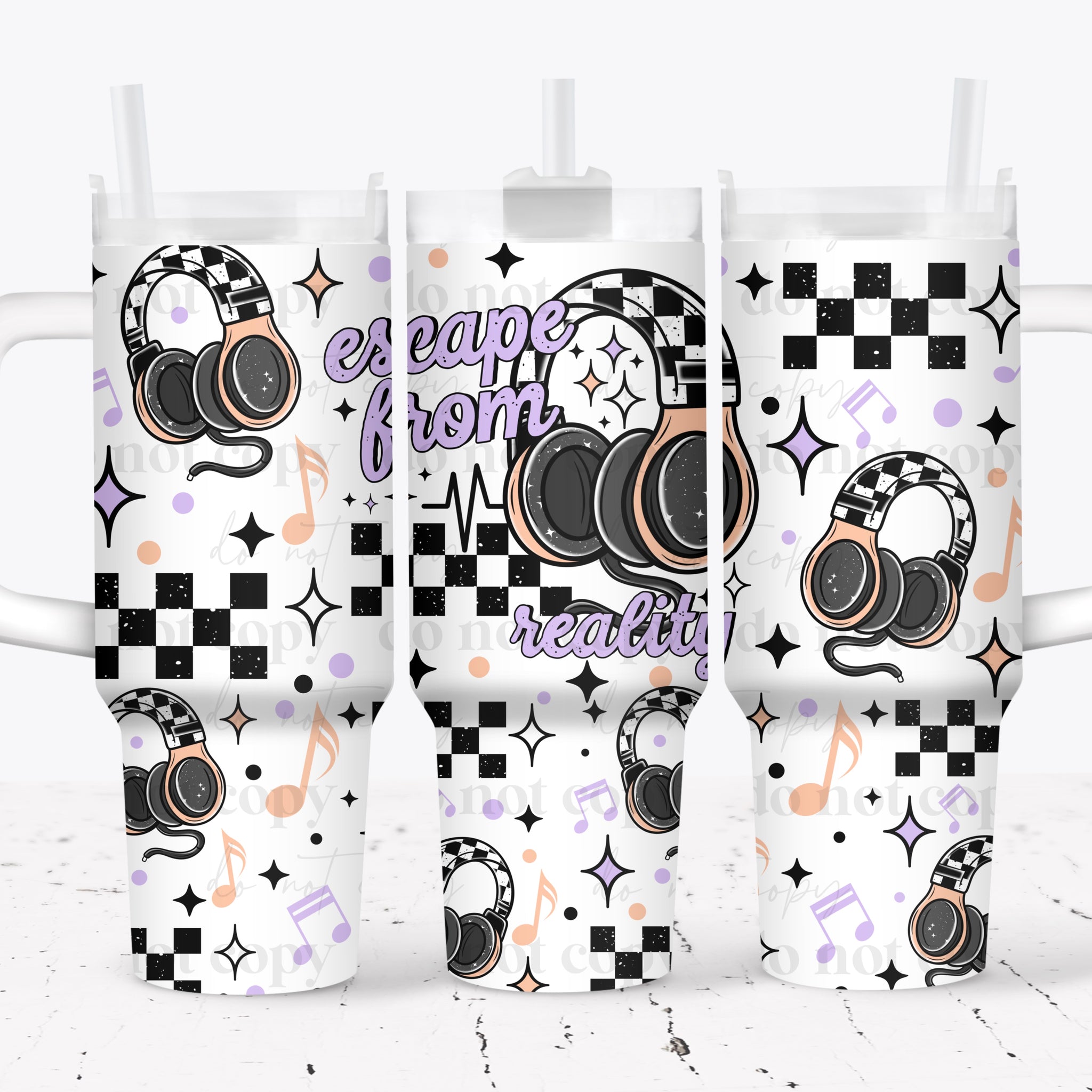 40oz UV DTF Wrap - Full Top & Bottom - Escape From Reality