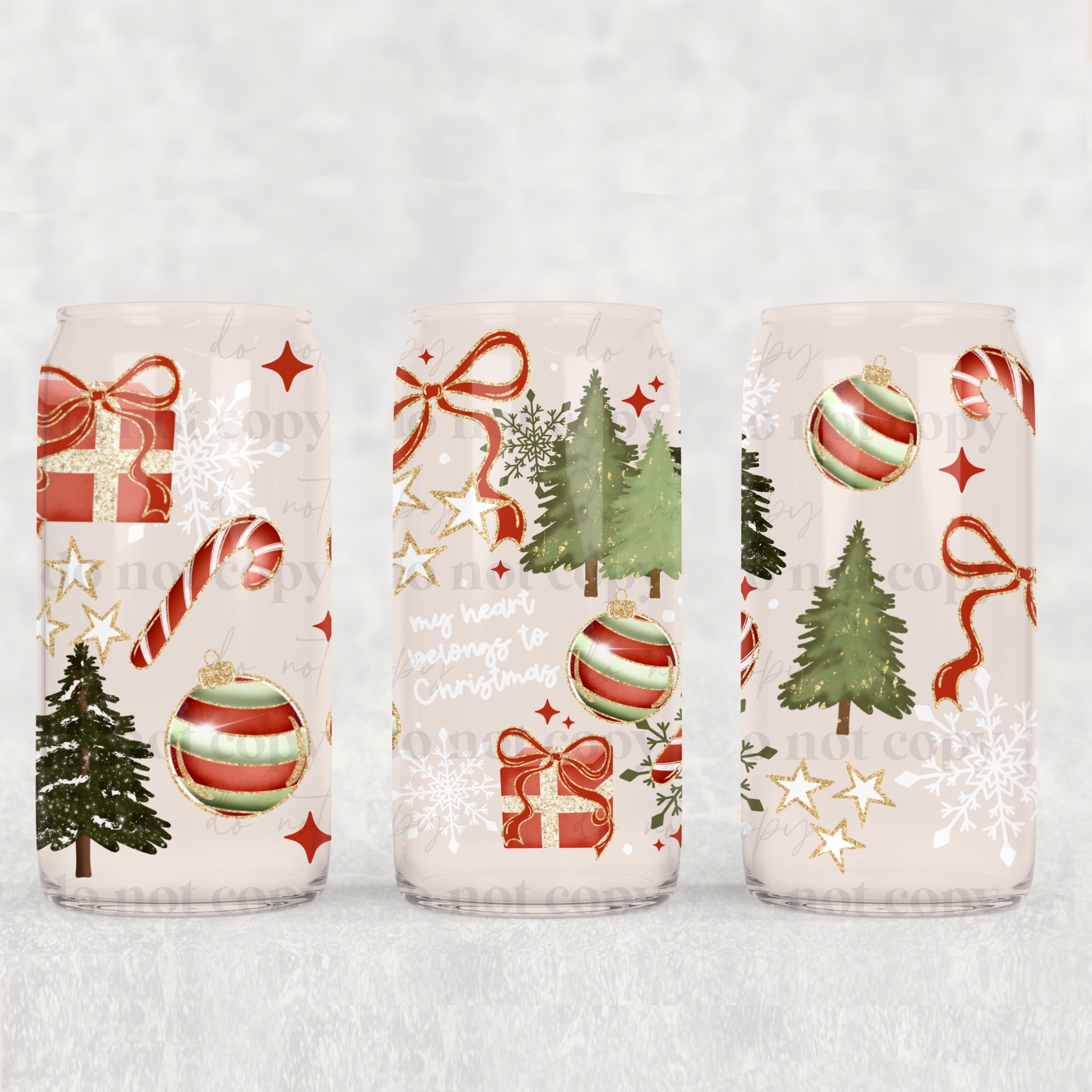 16oz UV DTF Wrap - My Heart Belongs To Christmas
