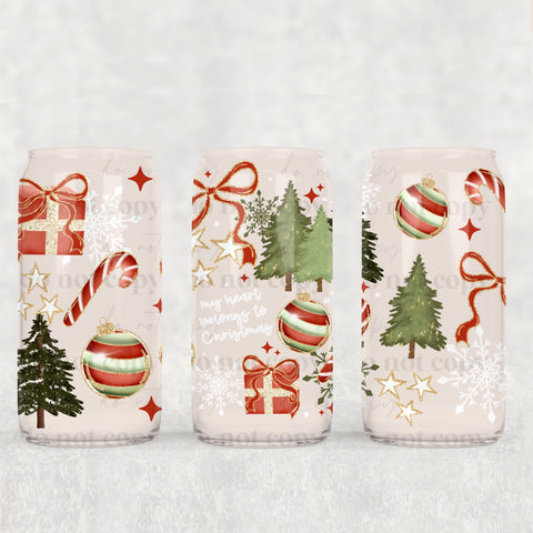 16oz UV DTF Wrap - My Heart Belongs To Christmas