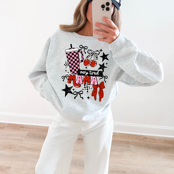 DTF Full Color TShirt Transfer - Very Tired Mama Cherries (You Choose)