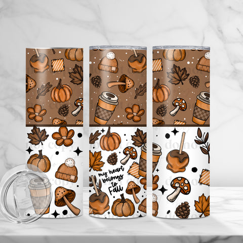 Skinny Tumbler Sublimation Wrap - My Heart Belongs To Fall