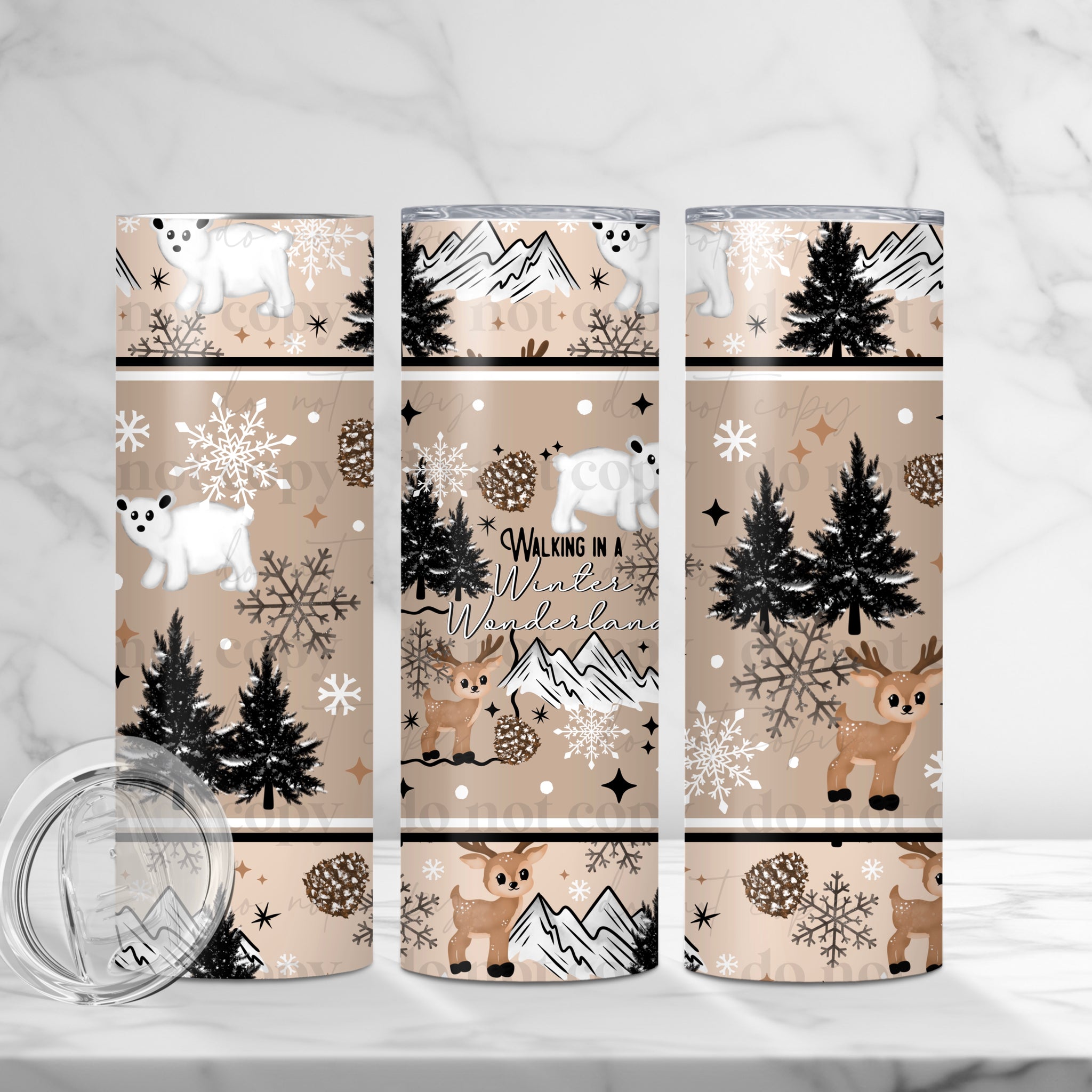 Skinny Tumbler Sublimation Wrap - Walking In A Winter Wonderland