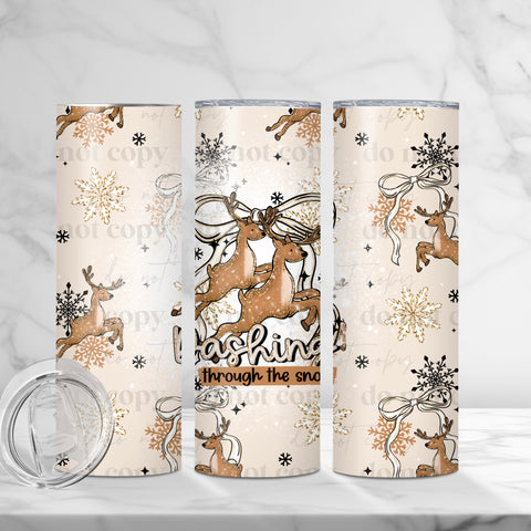 Skinny Tumbler Sublimation Wrap - Dashing Through The Snow